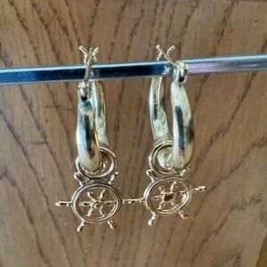 14 kt Yellow Gold Hoop Earrings by BORAVI with Sailing Charms